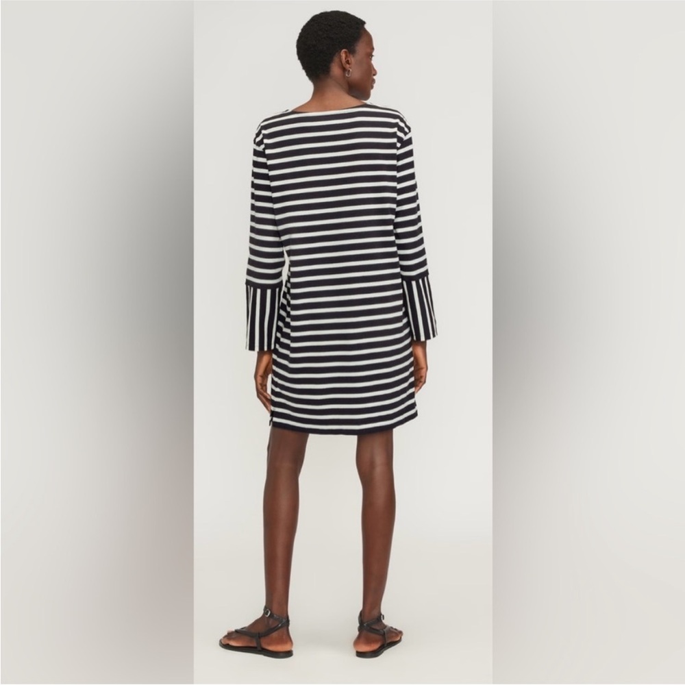 Everlane Navy and White Striped Long Sleeve Dress, new without tags - Picture 2 of 7